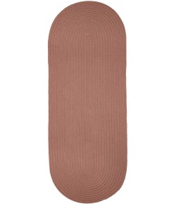 Rhody Solid Wool Old Rose S106 2 ft. X 4 ft. Oval Runner Braided Rug