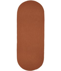 Rhody Solid Wool Terra Cotta S108 2 ft. X 8 ft. Oval Runner Braided Rug