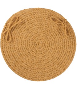 Rhody Solid Wool Vintage Gold S109 15 in. X 15 in. Chair Pad Set-of-4 Braided Rug