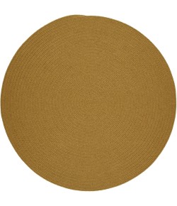 Rhody Solid Wool Vintage Gold S109 6 ft. X 6 ft. Round Braided Rug