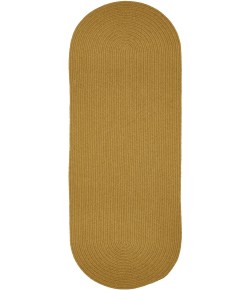 Rhody Solid Wool Vintage Gold S109 2 ft. X 8 ft. Oval Runner Braided Rug