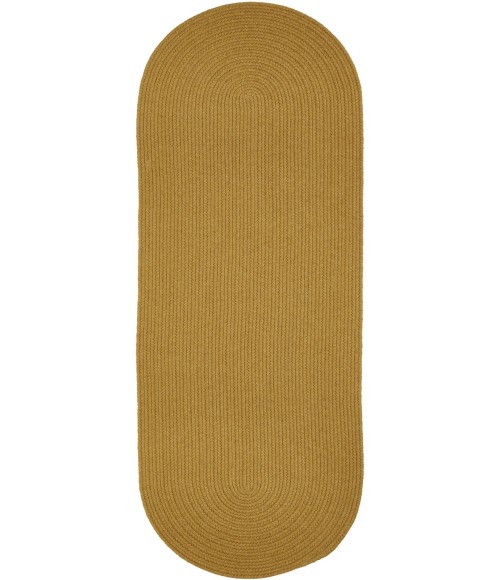 Rhody Solid Wool Vintage Gold S109 2 ft. X 8 ft. Oval Runner Rug
