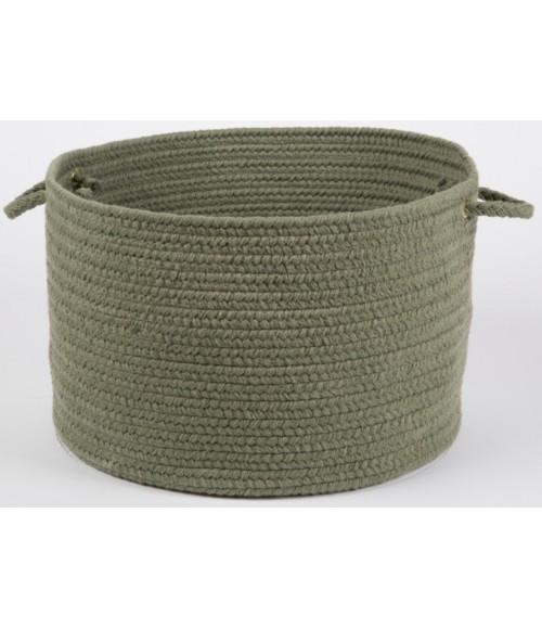 Rhody Solid Wool Moss Green S111 18 in. X 12 in. Basket Rug