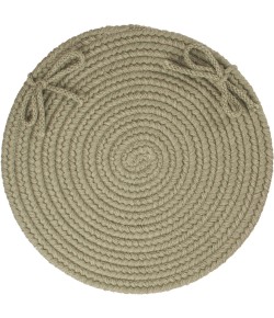 Rhody Solid Wool Moss Green S111 15 in. X 15 in. Chair Pad Braided Rug