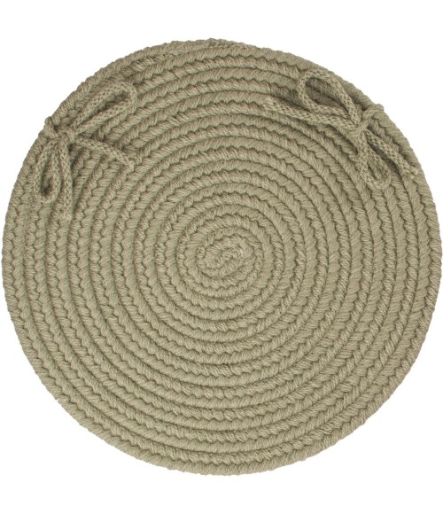 Rhody Solid Wool Moss Green S111 15 in. X 15 in. Chair Pad Rug