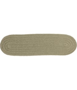 Rhody Solid Wool Moss Green S111 8 in. X 28 in. Stair Tread Braided Rug