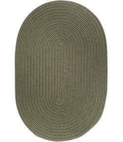 Rhody Solid Wool Moss Green S111 4 ft. X 6 ft. Oval Braided Rug