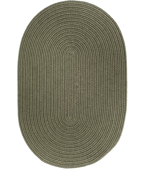 Rhody Solid Wool Moss Green S111 5 ft. X 8 ft. Oval Rug