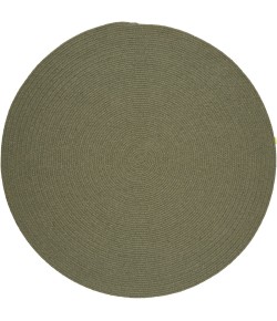 Rhody Solid Wool Moss Green S111 6 ft. X 6 ft. Round Braided Rug