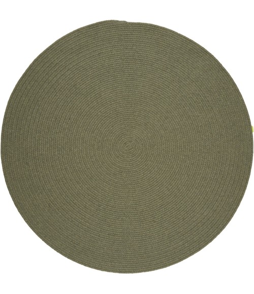 Rhody Solid Wool Moss Green S111 6 ft. X 6 ft. Round Rug