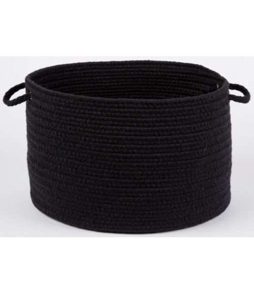 Rhody Solid Wool Black S112 18 in. X 12 in. Basket Rug