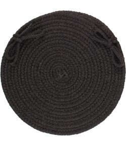 Rhody Solid Wool Black S112 15 in. X 15 in. Chair Pad Set-of-4 Braided Rug