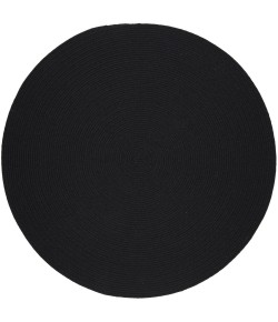Rhody Solid Wool Black S112 6 ft. X 6 ft. Round Braided Rug