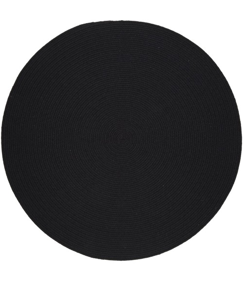 Rhody Solid Wool Black S112 6 ft. X 6 ft. Round Rug