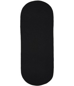 Rhody Solid Wool Black S112 2 ft. X 4 ft. Oval Runner Braided Rug