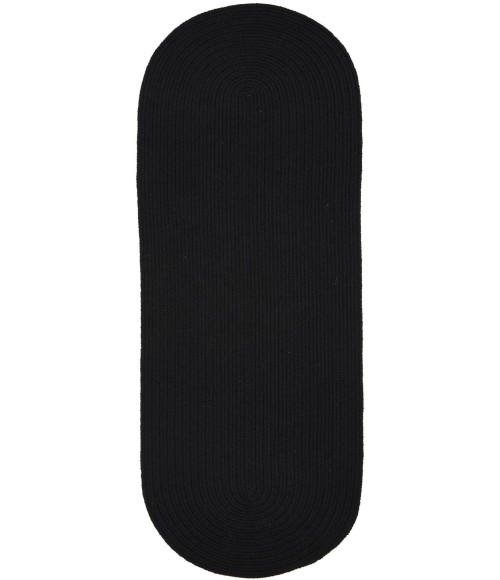 Rhody Solid Wool Black S112 2 ft. X 4 ft. Oval Runner Rug