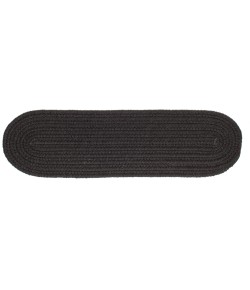 Rhody Solid Wool Black S112 8 in. X 28 in. Stair Tread Braided Rug