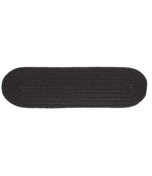 Rhody Solid Wool Black S112 8 in. X 28 in. Stair Tread Rug