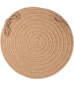 Rhody Solid Wool Taupe S114 15 in. X 15 in. Chair Pad Set-of-4 Braided Rug