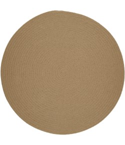 Rhody Solid Wool Taupe S114 6 ft. X 6 ft. Round Braided Rug