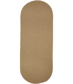 Rhody Solid Wool Taupe S114 2 ft. X 4 ft. Oval Runner Braided Rug
