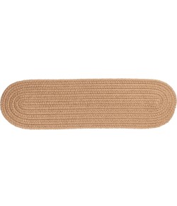 Rhody Solid Wool Taupe S114 8 in. X 28 in. Stair Tread Braided Rug