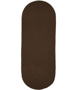 Rhody Solid Wool Walnut S116 2 ft. X 8 ft. Oval Runner Braided Rug