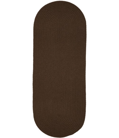 Rhody Solid Wool Walnut S116 2 ft. X 8 ft. Oval Runner Rug