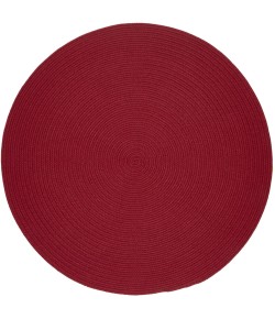 Rhody Solid Wool Scarlet S120 6 ft. X 6 ft. Round Braided Rug