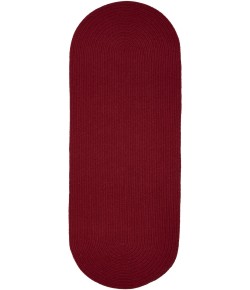 Rhody Solid Wool Scarlet S120 2 ft. X 6 ft. Oval Runner Braided Rug