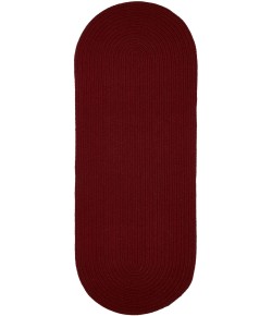 Rhody Solid Wool Barn Red S121 2 ft. X 6 ft. Oval Runner Braided Rug