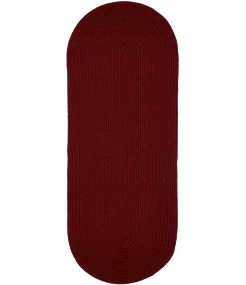 Rhody Solid Wool Barn Red S121 2 ft. X 6 ft. Oval Runner Rug