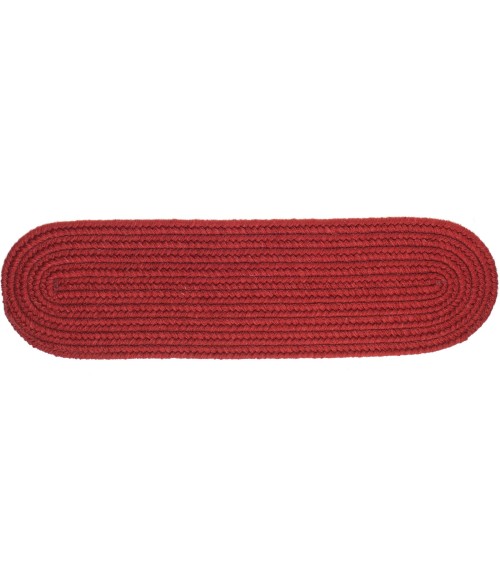 Rhody Solid Wool Barn Red S121 8 in. X 28 in. Stair Tread Rug