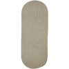 Rhody Solid Wool Lt. Gray S123 2 ft. X 6 ft. Oval Runner Braided Rug