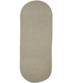 Rhody Solid Wool Lt. Gray S123 2 ft. X 4 ft. Oval Runner Braided Rug