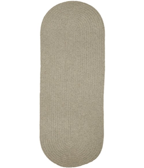 Rhody Solid Wool Lt. Gray S123 2 ft. X 4 ft. Oval Runner Rug