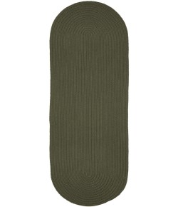 Rhody Solid Wool Dk. Sage S129 2 ft. X 6 ft. Oval Runner Braided Rug