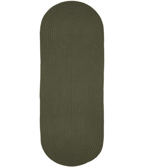 Rhody Solid Wool Dk. Sage S129 2 ft. X 6 ft. Oval Runner Rug
