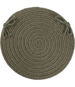 Rhody Solid Wool Dk. Sage S129 15 in. X 15 in. Chair Pad Braided Rug