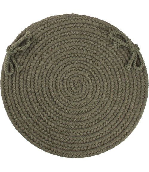 Rhody Solid Wool Dk. Sage S129 15 in. X 15 in. Chair Pad Rug