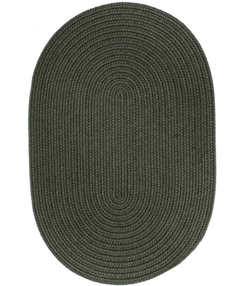 Rhody Solid Wool Dk. Sage S129 10 ft. X 13 ft. Oval Rug
