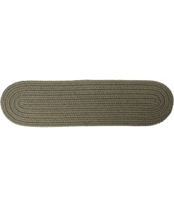 Rhody Solid Wool Dk. Sage S129 8 in. X 28 in. Stair Tread Set-of-13 Braided Rug