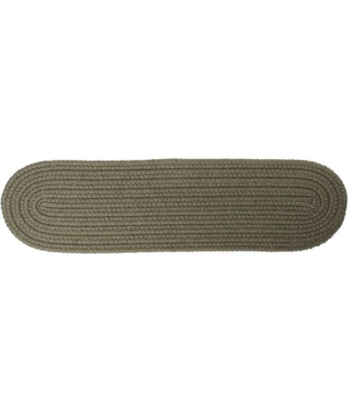 Rhody Solid Wool Dk. Sage S129 8 in. X 28 in. Stair Tread Set-of-13 Rug