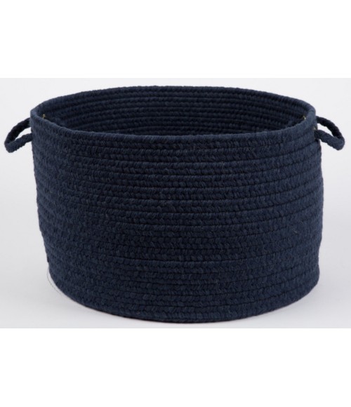 Rhody Solid Wool Navy S156 18 in. X 12 in. Basket Rug