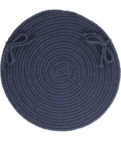 Rhody Solid Wool Navy S156 15 in. X 15 in. Chair Pad Braided Rug