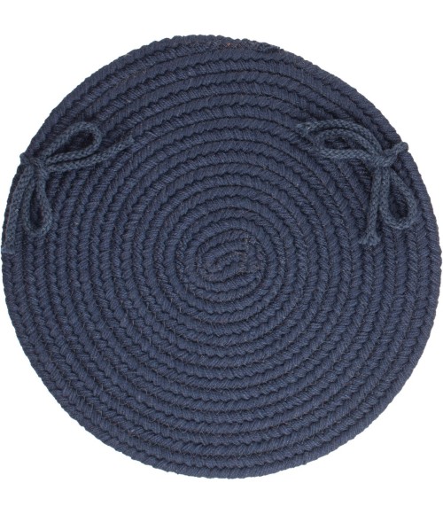 Rhody Solid Wool Navy S156 15 in. X 15 in. Chair Pad Rug
