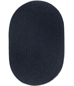 Rhody Solid Wool Navy S156 2 ft. X 3 ft. Oval Braided Rug