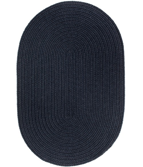 Rhody Solid Wool Navy S156 3 ft. X 5 ft. Oval Rug