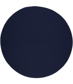 Rhody Solid Wool Navy S156 6 ft. X 6 ft. Round Braided Rug