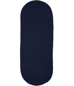 Rhody Solid Wool Navy S156 2 ft. X 4 ft. Oval Runner Braided Rug
